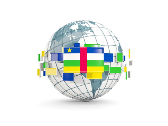 Globe with line of flags. Download flag icon of Central African Republic at PNG format