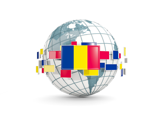 Globe with line of flags. Download flag icon of Chad at PNG format