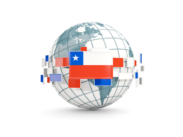 Globe with line of flags. Download flag icon of Chile at PNG format