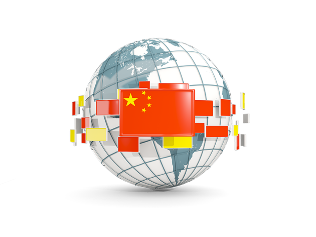 Globe with line of flags. Download flag icon of China at PNG format