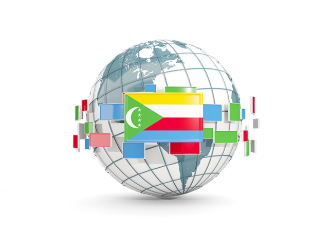 Globe with line of flags. Download flag icon of Comoros at PNG format