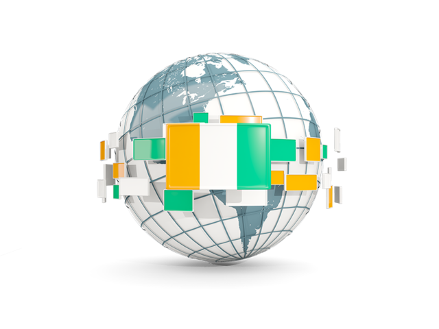 Globe with line of flags. Download flag icon of Cote d'Ivoire at PNG format