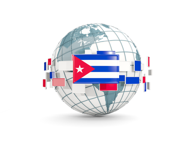 Globe with line of flags. Download flag icon of Cuba at PNG format