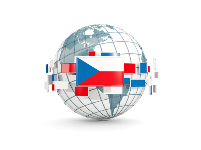 Globe with line of flags. Download flag icon of Czech Republic at PNG format