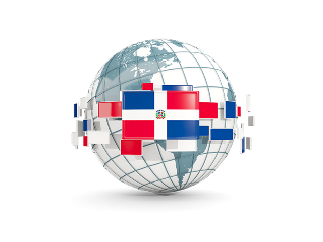 Globe with line of flags. Download flag icon of Dominican Republic at PNG format