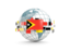 East Timor. Globe with line of flags. Download icon.