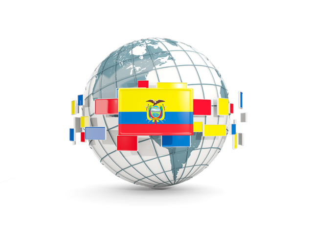 Globe with line of flags. Download flag icon of Ecuador at PNG format