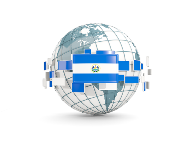 Globe with line of flags. Download flag icon of El Salvador at PNG format
