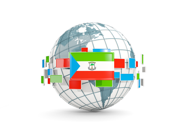 Globe with line of flags. Download flag icon of Equatorial Guinea at PNG format