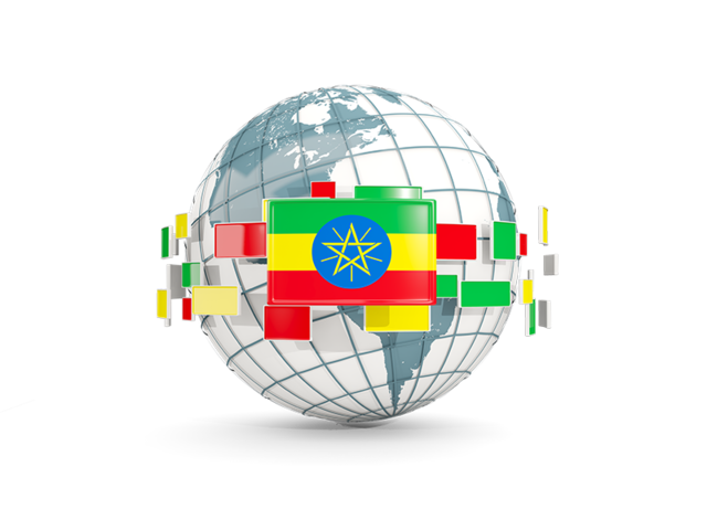 Globe with line of flags. Download flag icon of Ethiopia at PNG format