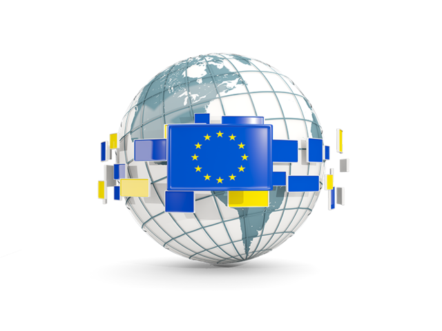 Globe with line of flags. Download flag icon of European Union at PNG format