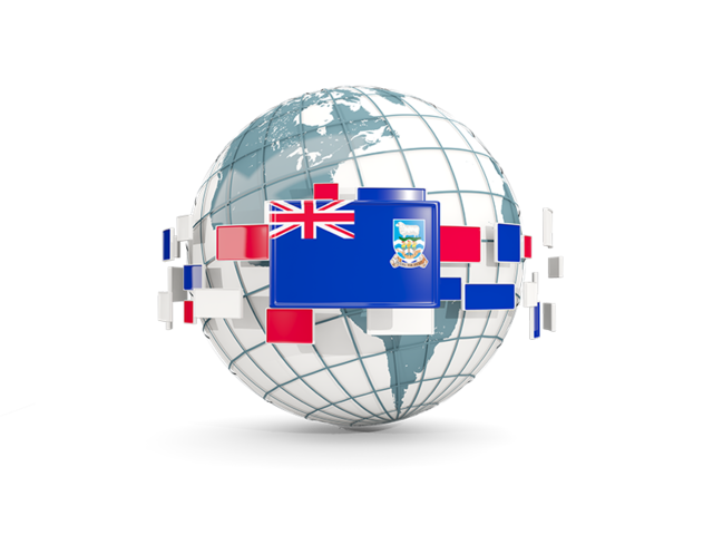 Globe with line of flags. Download flag icon of Falkland Islands at PNG format