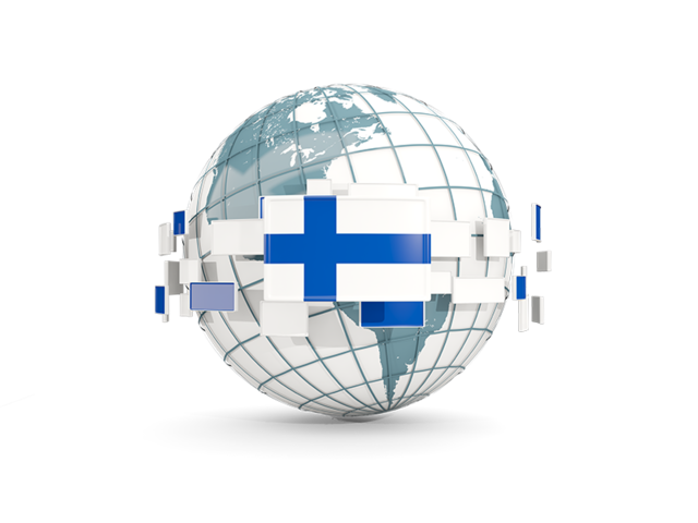 Globe with line of flags. Download flag icon of Finland at PNG format