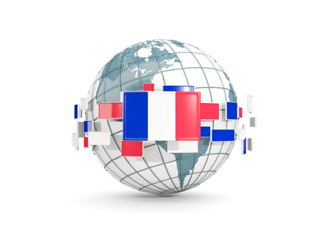 Globe with line of flags. Download flag icon of France at PNG format