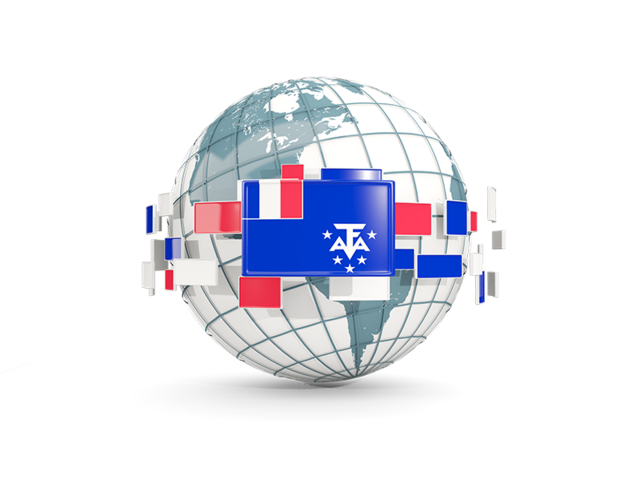 Globe with line of flags. Download flag icon of French Southern and Antarctic Lands at PNG format