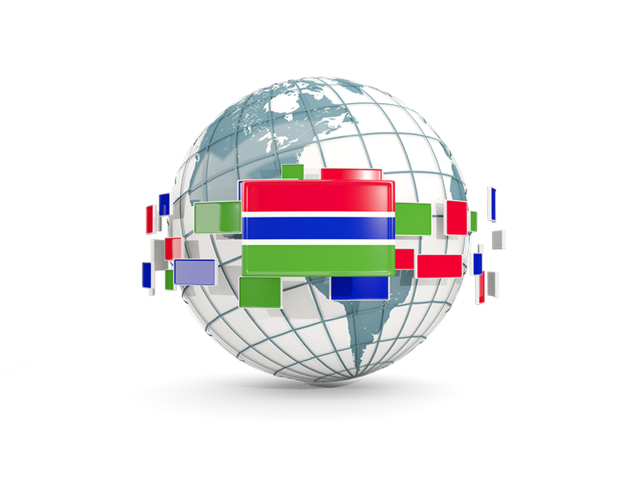 Globe with line of flags. Download flag icon of Gambia at PNG format