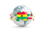 Ghana. Globe with line of flags. Download icon.