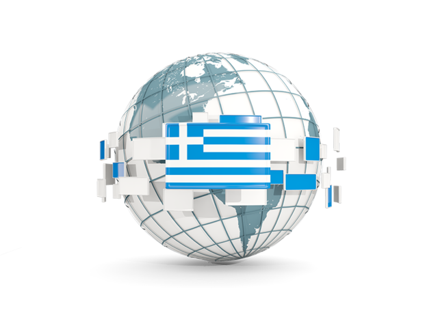 Globe with line of flags. Download flag icon of Greece at PNG format