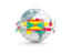 Grenada. Globe with line of flags. Download icon.