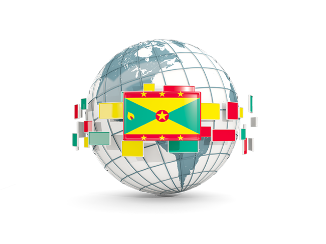 Globe with line of flags. Download flag icon of Grenada at PNG format