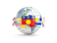 Guadeloupe. Globe with line of flags. Download icon.