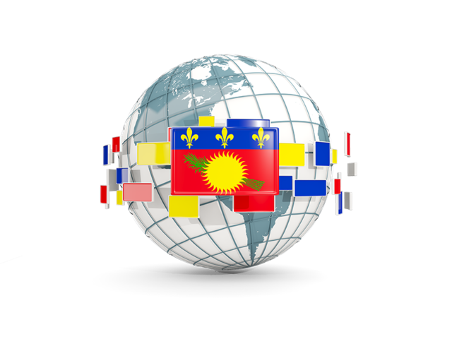 Globe with line of flags. Download flag icon of Guadeloupe at PNG format