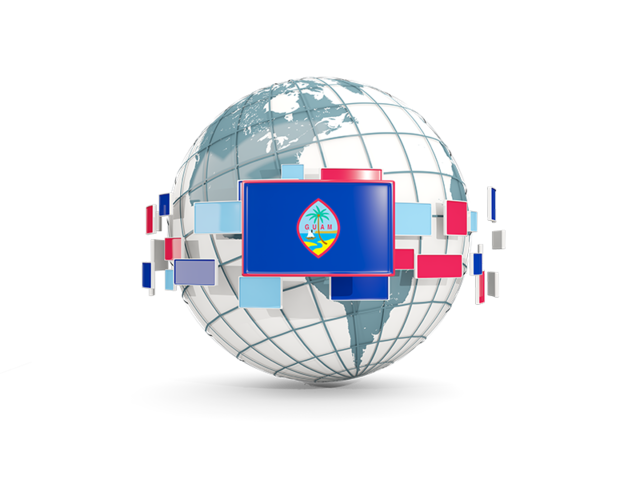 Globe with line of flags. Download flag icon of Guam at PNG format