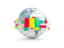 Guinea. Globe with line of flags. Download icon.