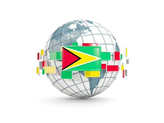 Globe with line of flags. Download flag icon of Guyana at PNG format