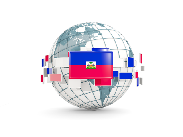 Globe with line of flags. Download flag icon of Haiti at PNG format