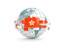 Hong Kong. Globe with line of flags. Download icon.