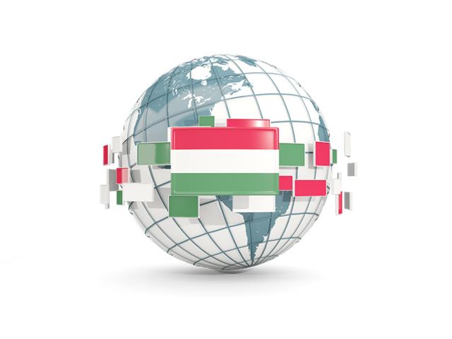 Globe with line of flags. Download flag icon of Hungary at PNG format