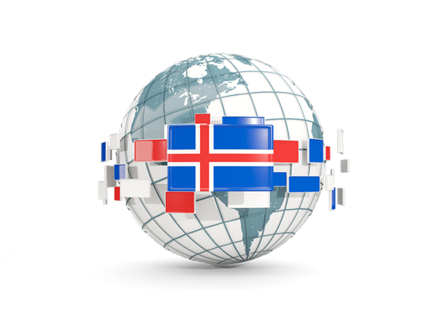 Глобус с флагами. Скачать флаг. Исландия
