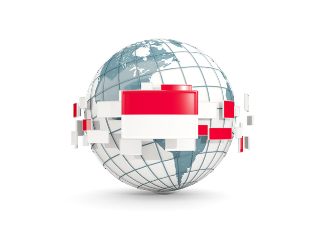 Globe with line of flags. Download flag icon of Indonesia at PNG format
