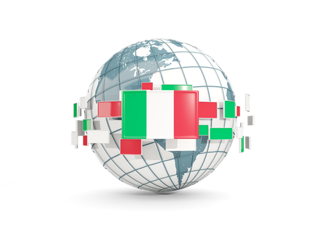 Globe with line of flags. Download flag icon of Italy at PNG format