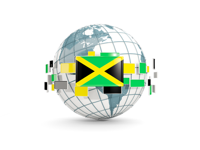 Globe with line of flags. Download flag icon of Jamaica at PNG format