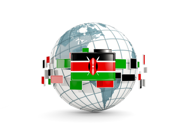 Globe with line of flags. Download flag icon of Kenya at PNG format