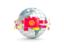 Kyrgyzstan. Globe with line of flags. Download icon.