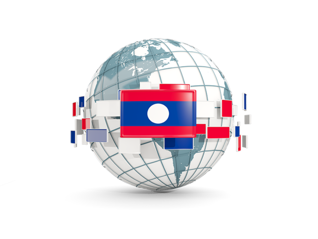 Globe with line of flags. Download flag icon of Laos at PNG format