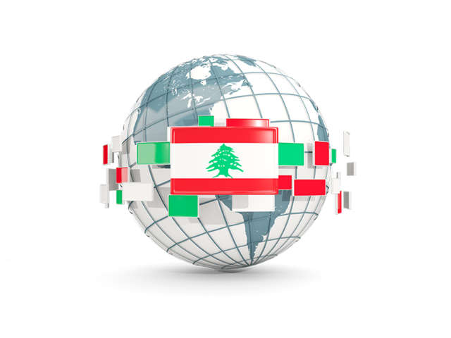 Globe with line of flags. Download flag icon of Lebanon at PNG format