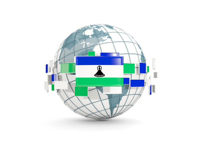 Globe with line of flags. Download flag icon of Lesotho at PNG format