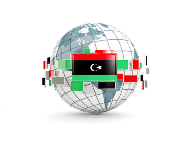 Globe with line of flags. Download flag icon of Libya at PNG format
