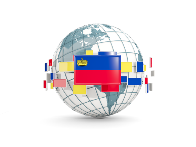 Globe with line of flags. Download flag icon of Liechtenstein at PNG format
