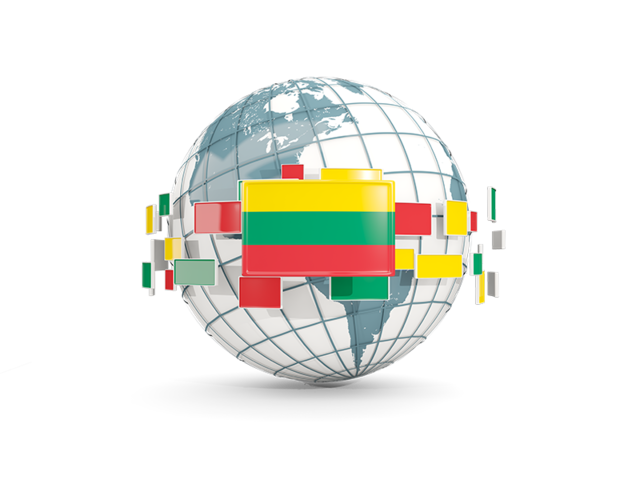 Globe with line of flags. Download flag icon of Lithuania at PNG format