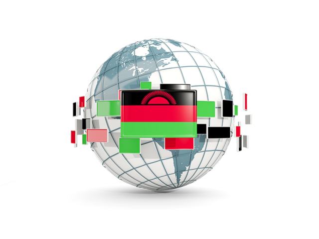 Globe with line of flags. Download flag icon of Malawi at PNG format