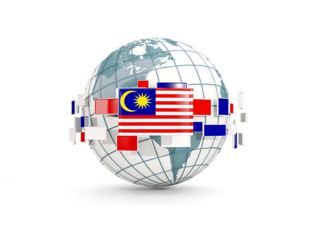 Globe with line of flags. Download flag icon of Malaysia at PNG format