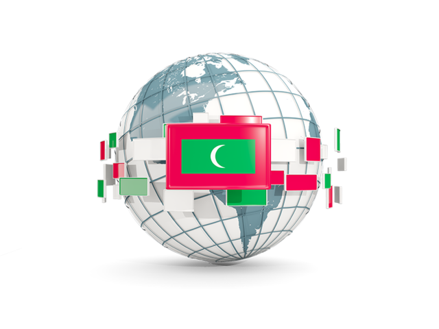 Globe with line of flags. Download flag icon of Maldives at PNG format