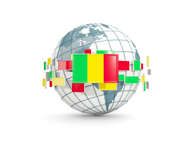 Globe with line of flags. Download flag icon of Mali at PNG format