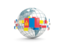 Mongolia. Globe with line of flags. Download icon.