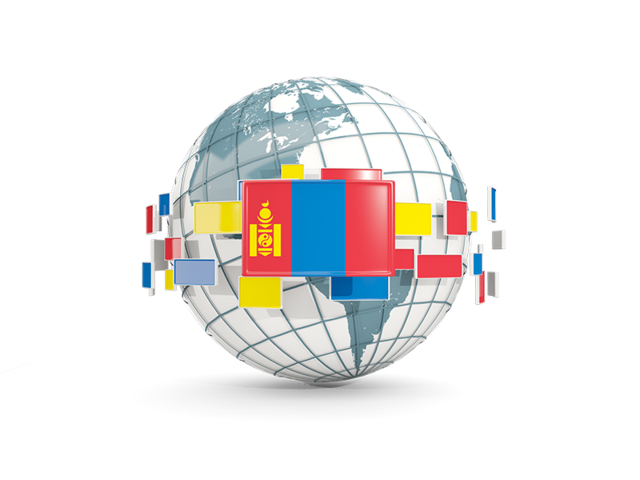 Globe with line of flags. Download flag icon of Mongolia at PNG format